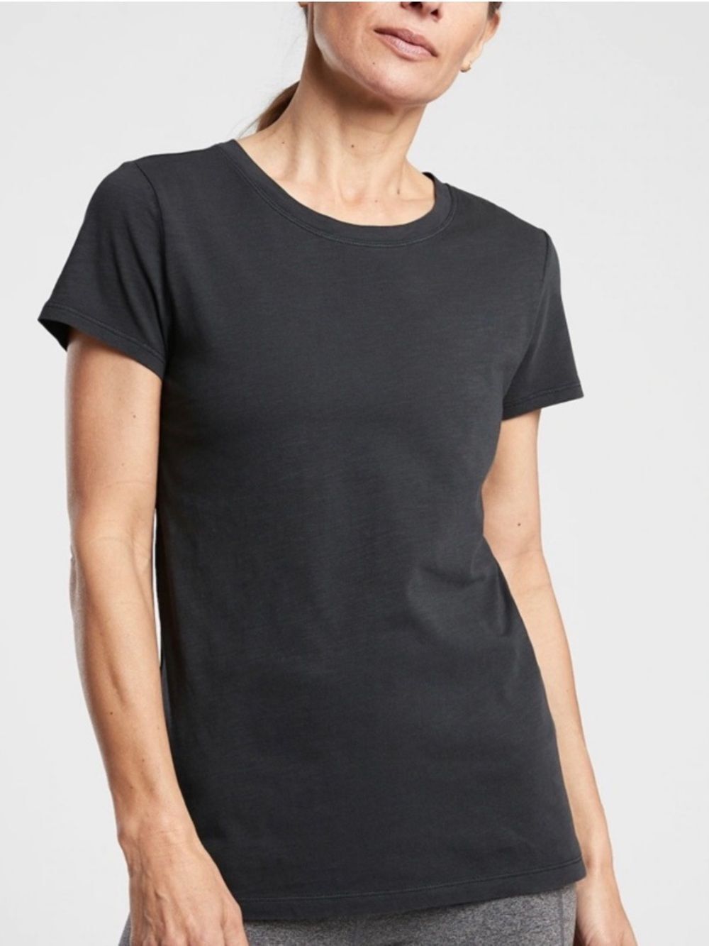 Athleta Organic Daily Crew Tee Black Womens XL